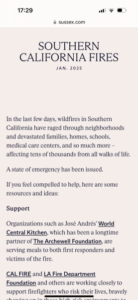 Sussexes statement about Californian wildfires