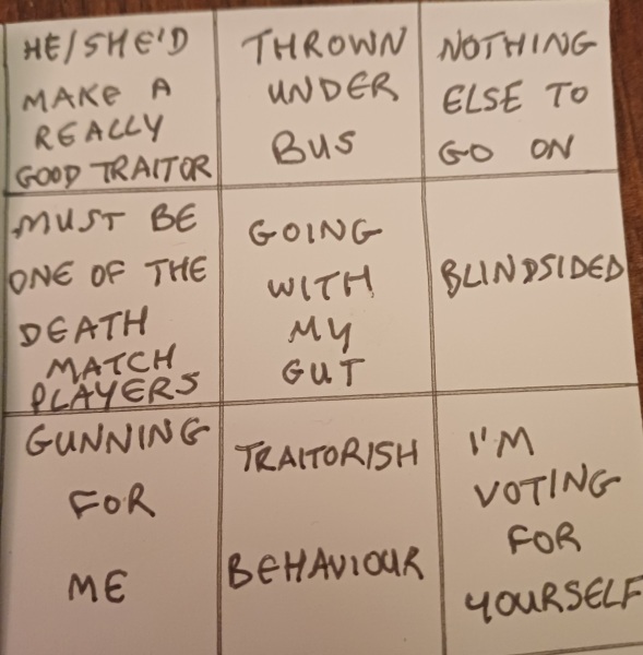 The Traitors 7 (with optional Bingo cards!)