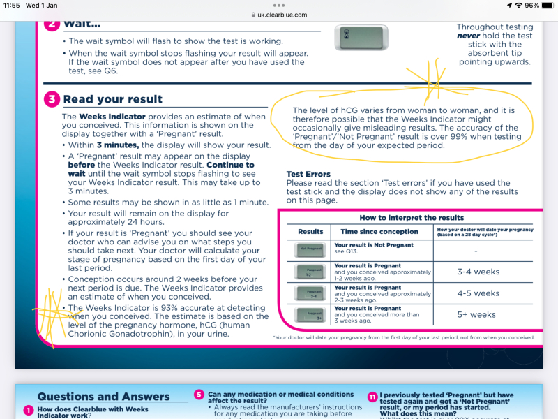 Clear blue test-worrying