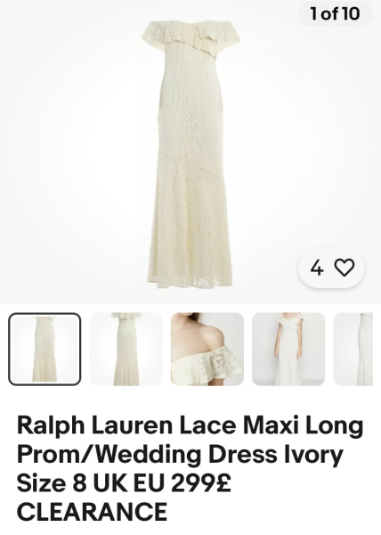 Wedding dress for up to £150