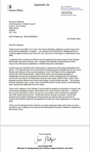 Gov refuses home office investigation into historic child sex abuse in Oldham