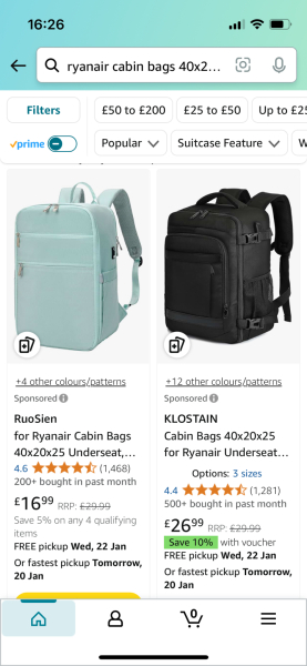 A carry on bag that meets Ryanair cabin bag requirements