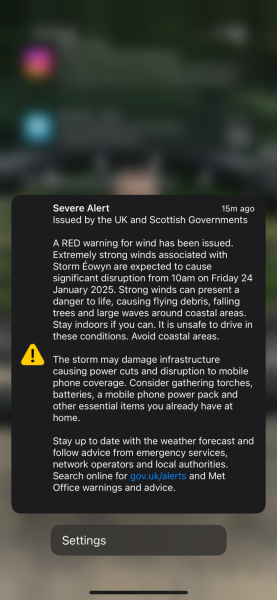Red weather warning