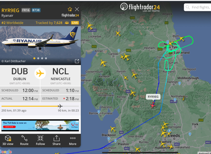 Flight radar - storm Eowyn version