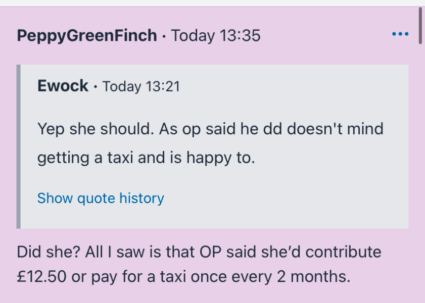 To not reciprocate 3am pick ups by other Mum?