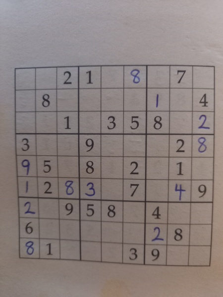 Need help or a clue in my super fiendish sudoku puzzle please
