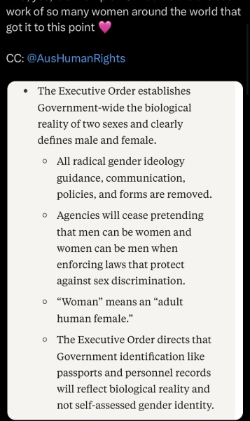 Trump announces executive order that says legally there are only 2 genders (hmmm did he mis-speak and meant sex?)