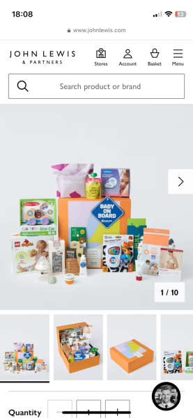Free baby box at John Lewis