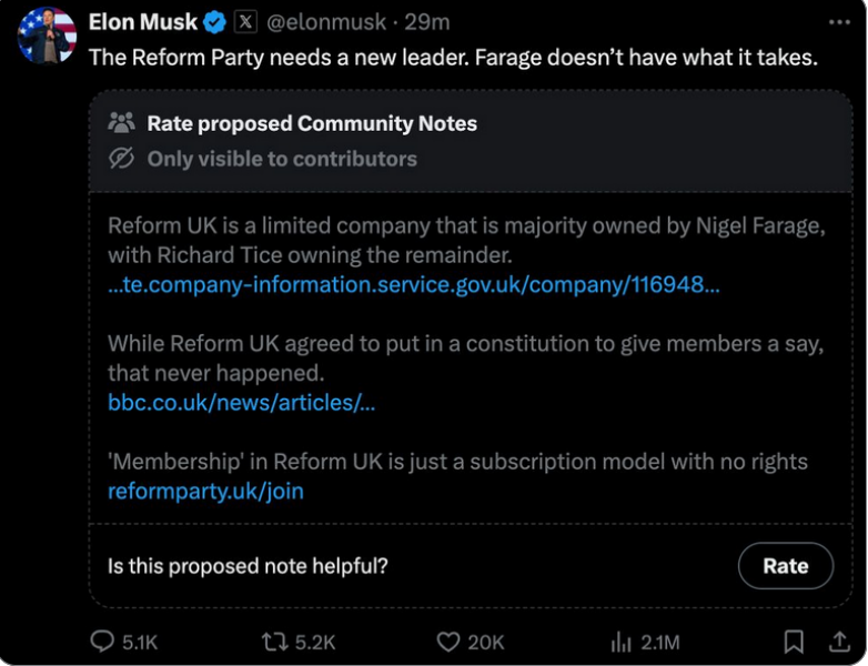 To want Elon Musk to stay the fuck out of U.K. politics?