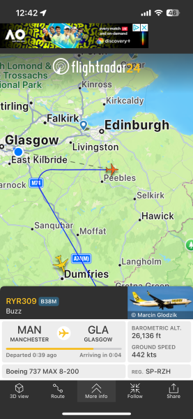Flight radar - storm Eowyn version