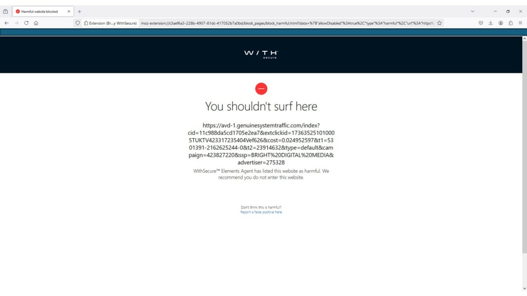 Virus scam appearing only  when on Mumsnet