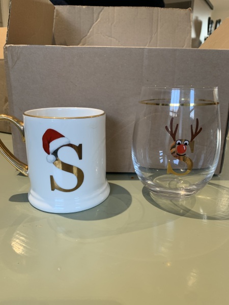 Tesco Christmas mug and glass