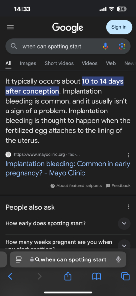 Pink and light red spotting