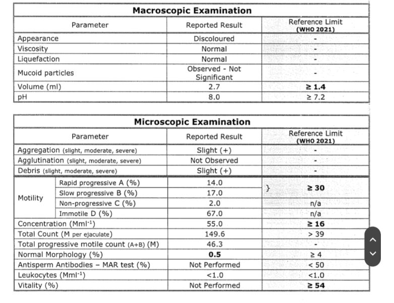 SPERM ANALYSIS ?! Please can somebody help us understand results