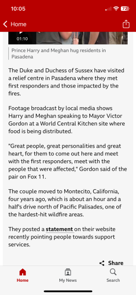 Sussexes statement about Californian wildfires