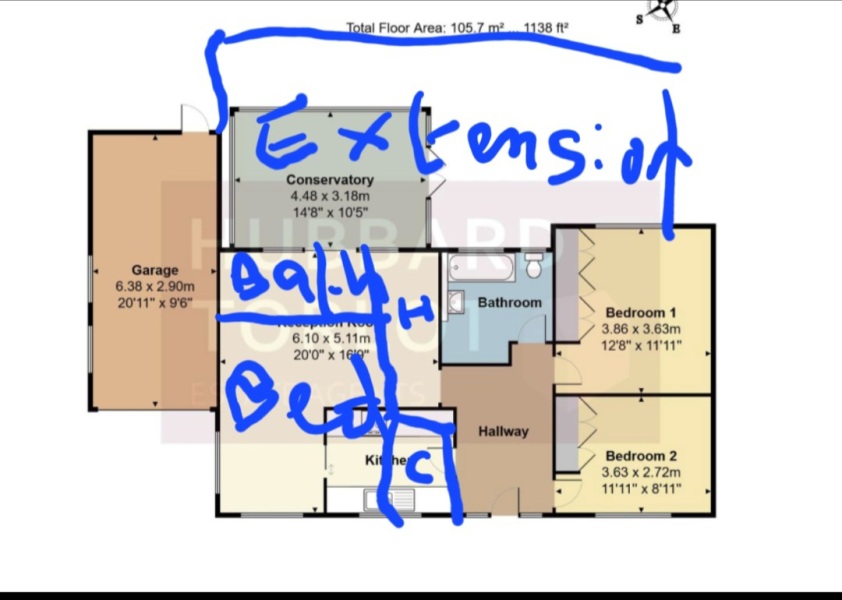 Design advice/extension for 2 bed bungalow