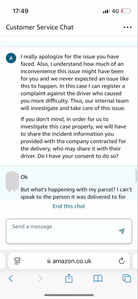 Felt intimidated by person delivering my post
