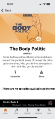 New radio 4 prog with Sonia Sodha: the body politic
