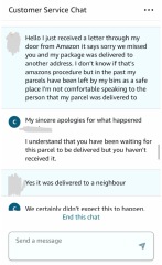 Felt intimidated by person delivering my post