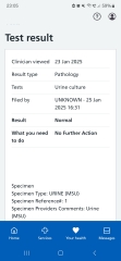 Urine test results