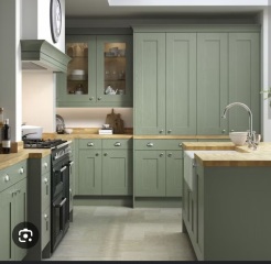 Kitchen wall paint - brand and colour recommendations ( green kitchen cupboards)