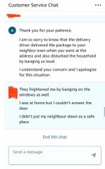 Felt intimidated by person delivering my post