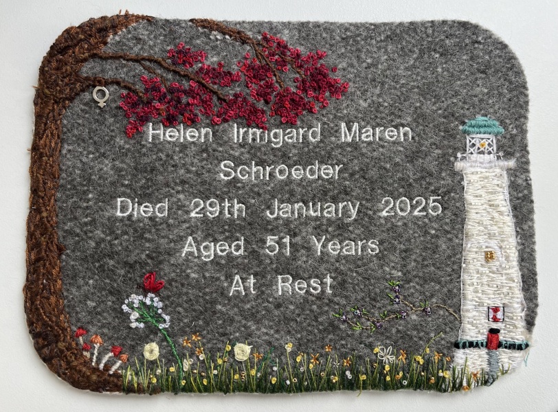 Embroidering a Coffin!