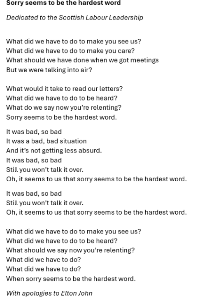 In quite the turnaround Scottish Labour say the support Sandie Peggie, and would not support the GRR bill "knowing what they know now"!