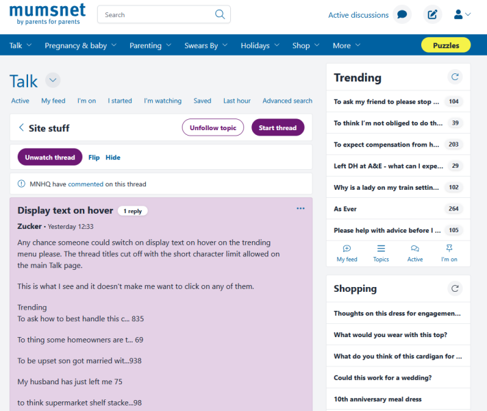 Display text on hover