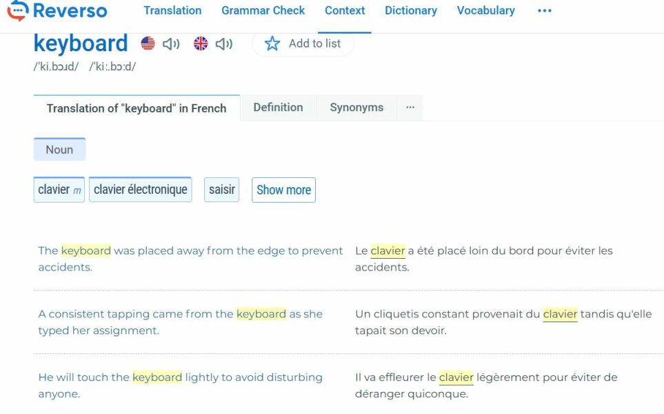 What's the French word for "keyboard"?