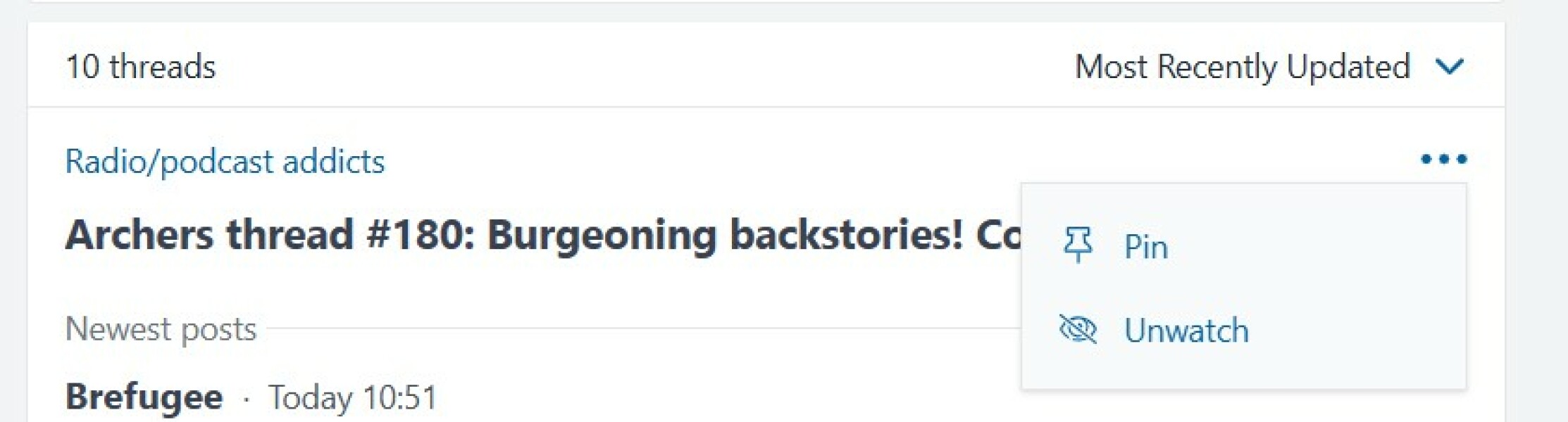 Thread titles in "I'm Watching" blocked by Dropdown list