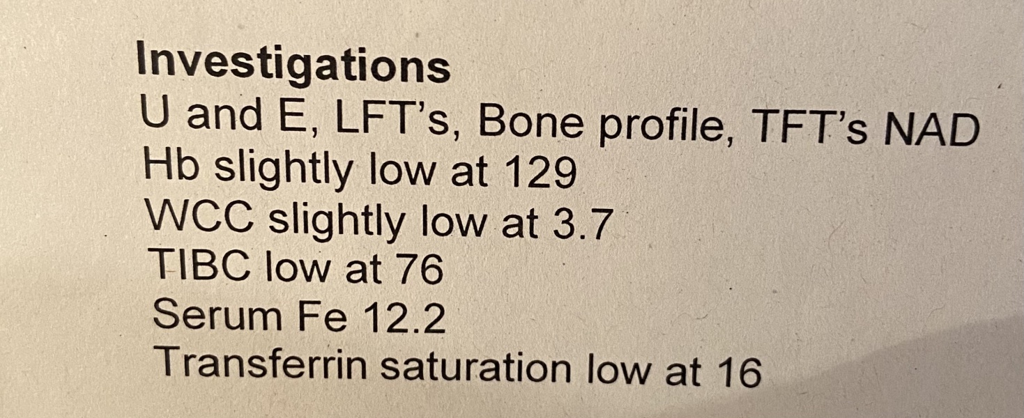 Blood test results help!