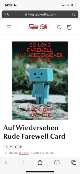 Need a OTT message for a goodbye card to nasty colleague.