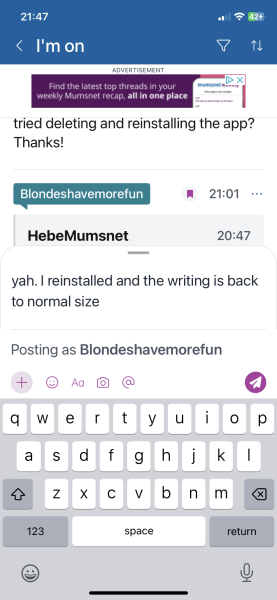 Really small text on app