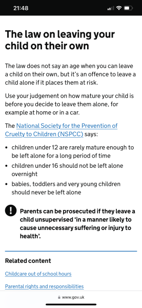 What is the law around leaving your child home alone?