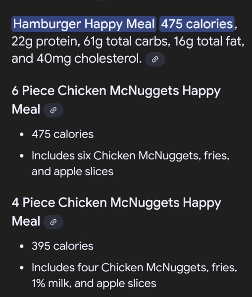 What age to switch from a Happy Meal?