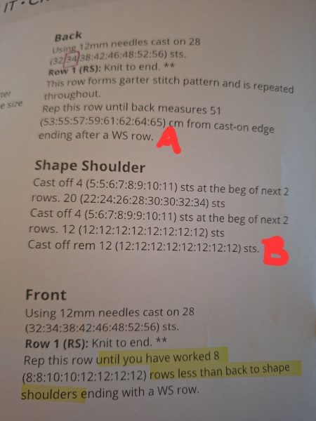 Interpreting knitting pattern - Beginner