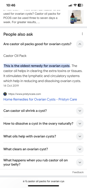 Caster oil for ovarian cyst