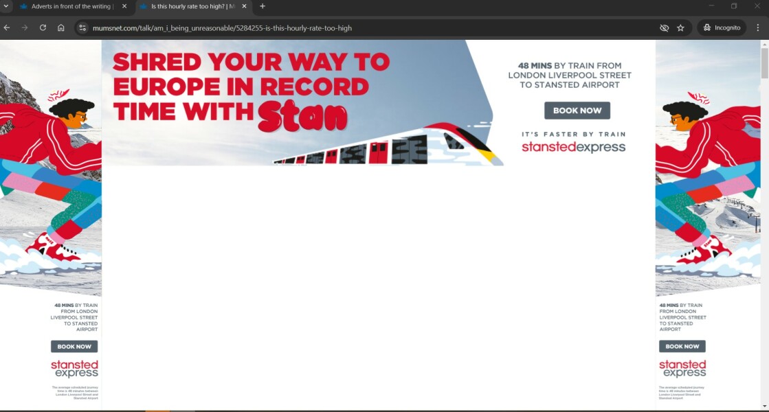 Adverts in front of the writing