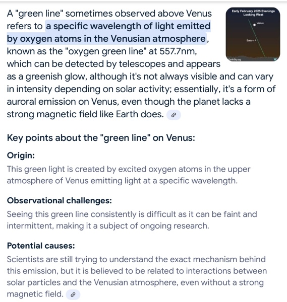 What’s the green flash above Venus?