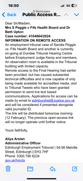 NHS Fife tries to silence nurse - Sandie Peggie vs NHS Fife Health Board and Dr Beth Upton - thread #13