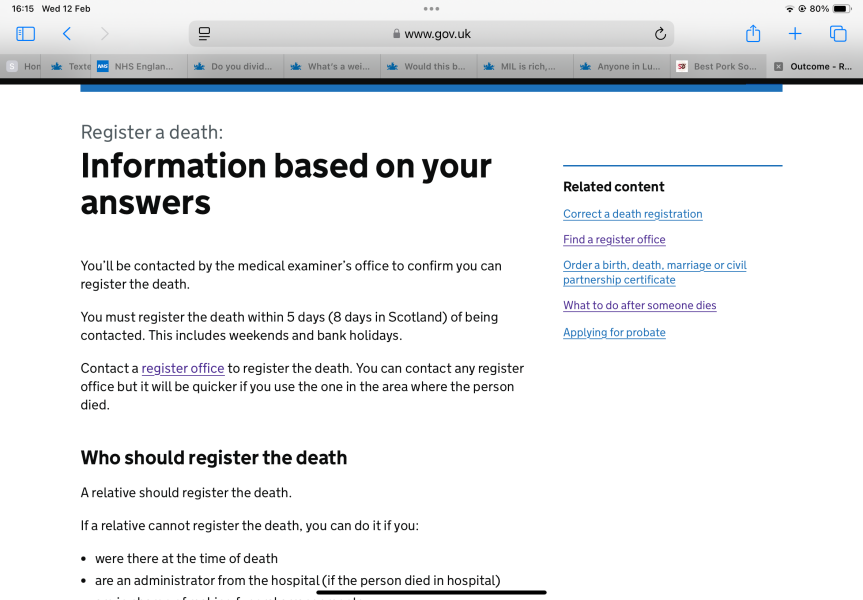 Anyone in Luton know about how long death certs taking?