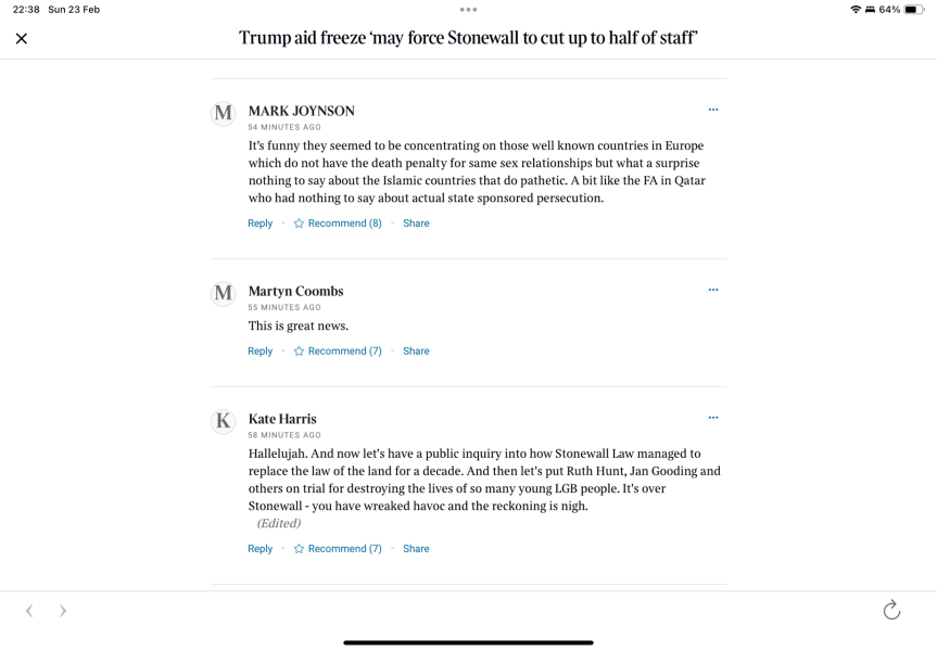 Stonewall loss of jobs and funding after US aid cuts