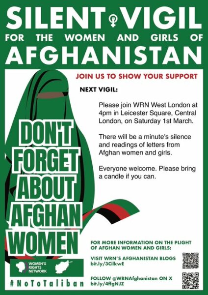 Silent Vigil for the Women and Girls of Afghanistan - 1 March - central London