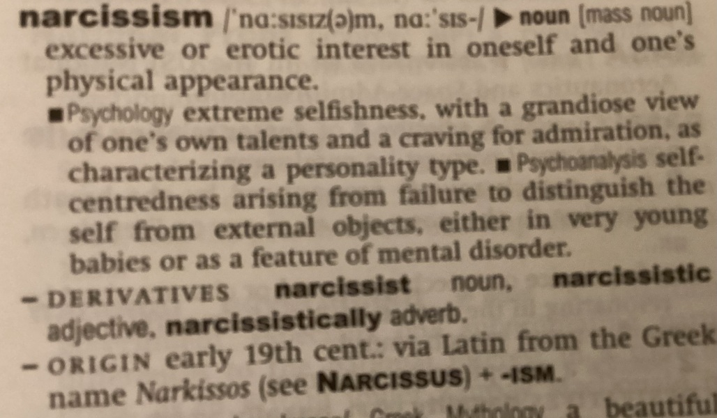 I am a narcissist