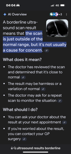 “Borderline “ ultrasound result (bladder/kidney area)