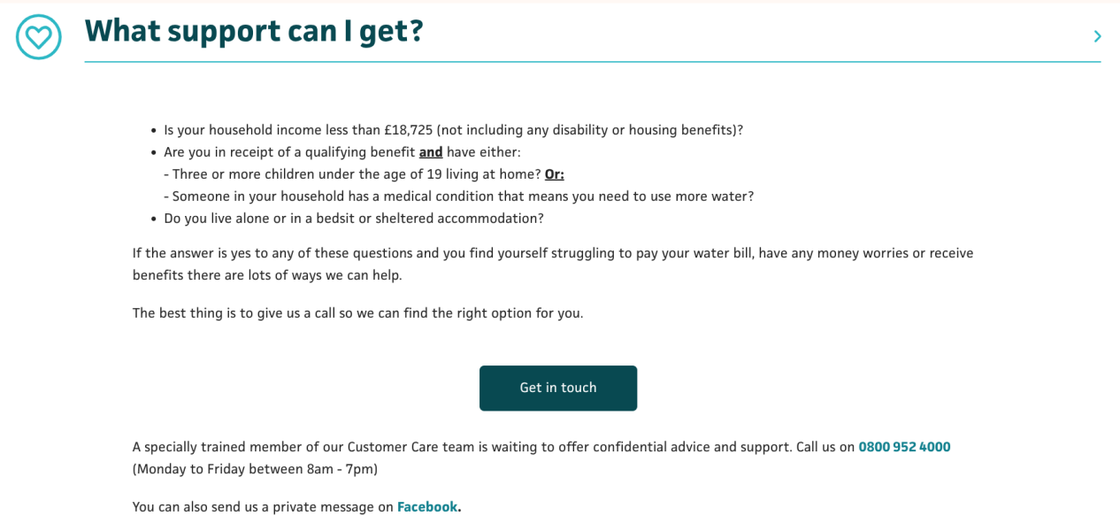 Social Tariff Water Bills