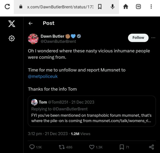 Mumsnet listed as Anti-Trans