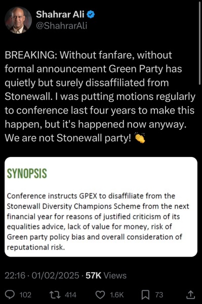 Green Party disaffiliate from stonewall