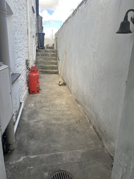 Help with dark dingy outdoor passageway to our front door?